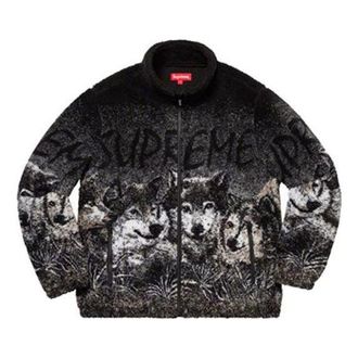 SUPREME Wolf Fleece Jacket Black White SUP-SS19-448