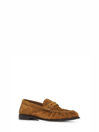 Saint Laurent Mens Suede Loafers Brown Calf Leather