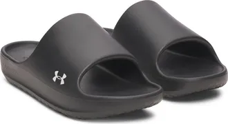 Under Armour UA Charged+ Slide Sandal in Black/black/white at Nordstrom, Size 14