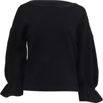 Sandro Ruffle Sleeve Blouse in Black Cotton