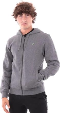 Lacoste Grijze Sweater Felpa Stijl - Heren - Vesten met rits - Grijs - 2XL - Katoen - Hoodies & sweatvesten