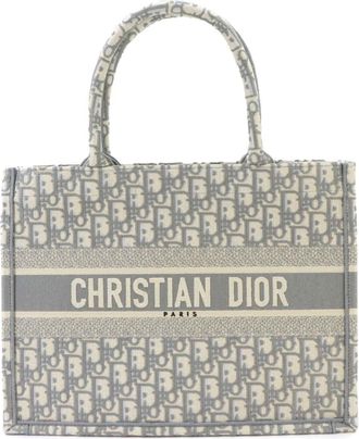 Dior Gray Canvas Handbag Tote Bag (Pre-Owned)
