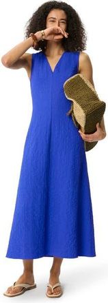 Whistles V-Neck Sleeveless Midi Dress in Blue at Nordstrom, Size 10