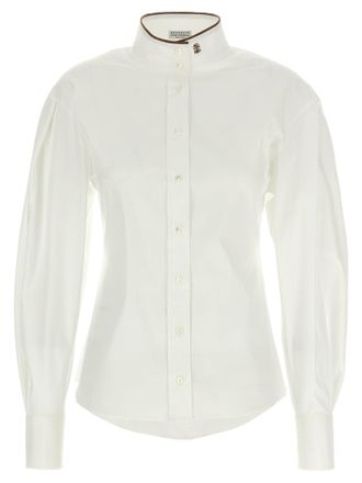 Brunello Cucinelli Shiny Collar Detail Shirt And Blouse White