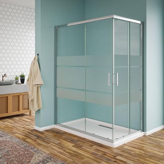 OEM Box Doccia Angolare Scorrevole Cristallo Serigrafato 6 Mm H190 - Finitura Cromo - 90x120
