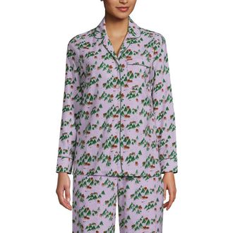 Lands End Long Sleeve Print Flannel Pajama Top in Lavender Blush Village at Nordstrom, Size Medium P