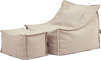 Icon Brand Puf sillón y reposapiés de exterior de olefina beige