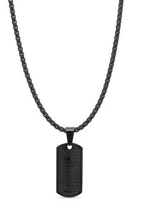 Steeltime Mens Dog Tag Pendant Necklace in Black at Nordstrom Rack