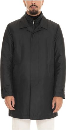 Fay Nylon Jas met Logo Sluiting Zakken - Heren - Parka Jassen - Zwart - L - Nylon - Jassen