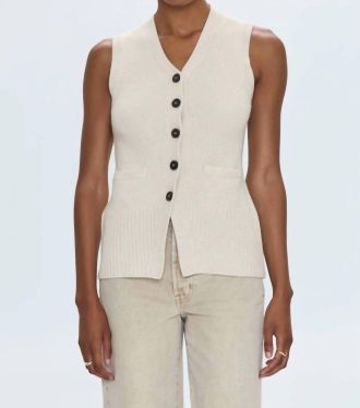 Pistola Denim Audra Vest Cardigan In Soft Dove