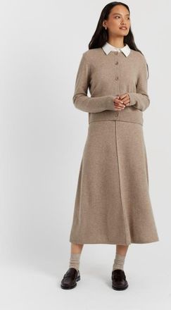 Chinti and Parker Wool Cashmere Blend Crew Neck Cropped Cardigan in Warm Oatmeal at Nordstrom, Size X-Large