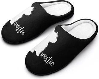 Generic Westie West Highland White Terrier Slippers Men Winter Warm Cotton Anti-Slip Indoor Slip-Ons House Shoes