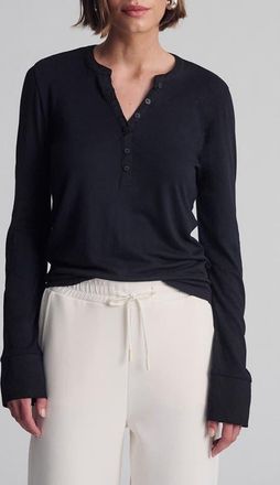 Mavi Long Sleeve Jersey Top in Black at Nordstrom, Size Small