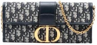 Dior Pre-owned Clutches, female, Blue, Size: ONE SIZE Pre-owned Montaigne Shoulder Bag