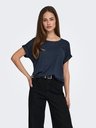 Only ONLMOSTER - Kurzarmshirt mit Aufschlag und klassischem Look unifarben, casual, regular fit, Viskosemischung, Rundhals
