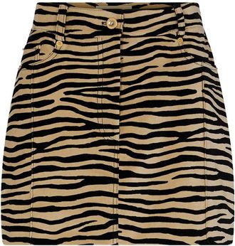 Paco Rabanne tiger-print stretch-cotton miniskirt - women - Cotton/Elastane - 36 - Neutrals