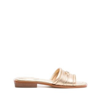 Michael Kors Sliders, female, Yellow, 5 1/2 UK, Mandy Metallic Leather Slide Sandal