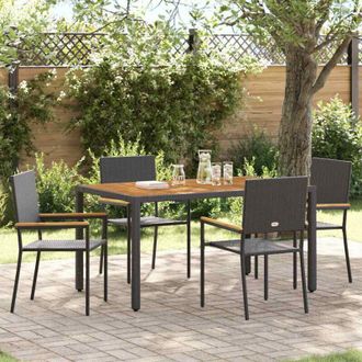 vidaXL Sillas Apilables De Jard&iacute;n 4 Pcs Negro, Marr&oacute;n Vidaxl