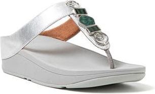 FitFlop Fino Stone Toe Post Wedge Sandal in Silver at Nordstrom Rack, Size 10