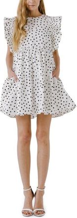 English Factory Dot Print Minidress in White at Nordstrom, Size Small