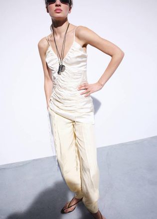 Mango Vestito raso increspature regolabili grezzo - Donna - XS - MANGO