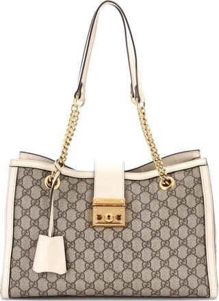 Gucci Padlock Chain GG Coated Canvas with Leather Medium tote bag - Beige
