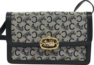 Celine Navy Canvas Shoulder Bag (Pre-Owned)