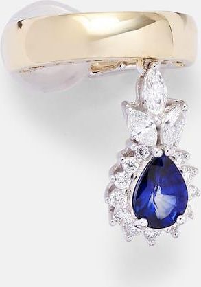 Yeprem Whisper Ear 18kt gold ear cuff with diamonds and sapphire
