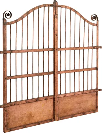 Biscottini International Biscottini - Puerta Exterior De Hierro Forjado 115x115x5 Cm Puerta Con Acabado Antiguo Puerta Exterior De Jard&iacute;n De Pieza &Uacute;nica Rojo