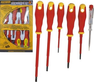 Trade Shop Trade Shop - Set 6 Pz Cacciaviti Giraviti Isolati Con Manico In Gomma Grip Con Cercafase