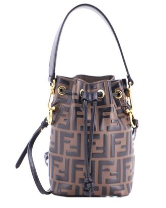 Fendi Fendi Brown Zucca Embossed Leather Mon Tresor Bucket Bag Mini (Authentic Pre- Loved)