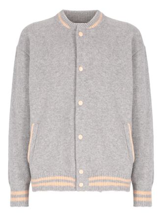 Laneus snap-button knitted bomber jacket - men - Cashmere/Silk/Polyester - 52 - Grey