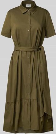 robe l&eacute;g&egrave;re Hemblusenkleid mit Bindeg&uuml;rtel in Khaki, Gr&ouml;&szlig;e 36