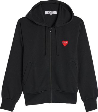 Comme Des Garçons logo-patch zipped hoodie - unisex - Cotton - S - Black