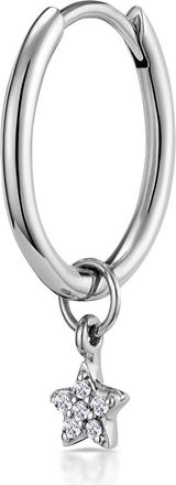 The Diamond Store SINGLE Stellato Diamond Star Charm Huggie Earring in 9K White Gold