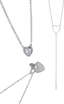 Adornia Set of 3 Assorted Heart Necklaces in Silver at Nordstrom Rack