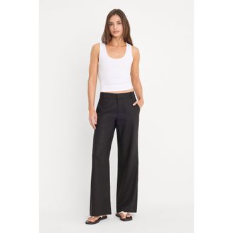 Good American Womens The Linen Trouser | Black, Size 00 | Good American by Khlo&Egrave; Kardashian