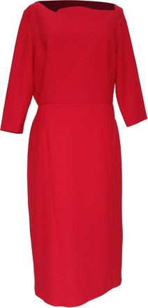 Roland Mouret Asymmetric Midi Dress in Red Polyester