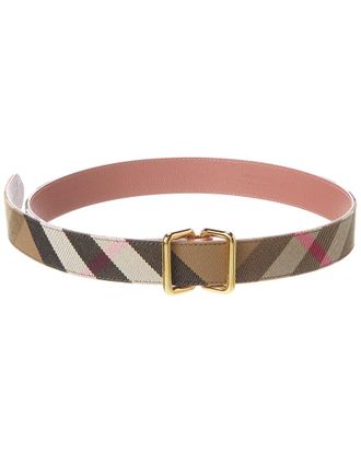 Burberry Check Canvas & Leather Belt