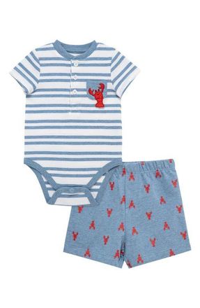 Little Me Lobster Bodysuit & Shorts Set in Blue at Nordstrom, Size 12M
