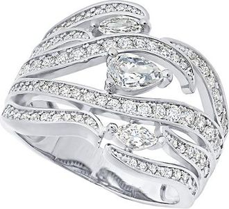 Crislu Platinum Plated Silver Cz Ring