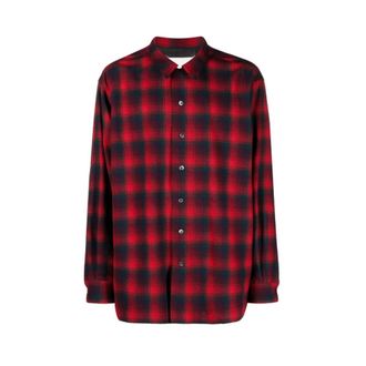 Maison Margiela Overhemden, Heren, Rood, L, Wol, Pendleton Check Long-Sleeve Shirt
