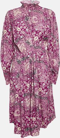 Isabel Marant Etoile Pink Printed Crepe Cescott Midi Dress