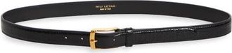 Nili Lotan Dana Leather Belt in Black W/Gold Buckle at Nordstrom, Size 90