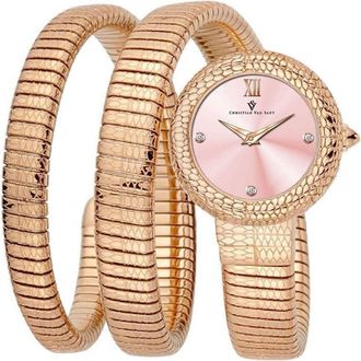 Christian Van Sant Naga Quartz Pink Dial Ladies Watch CV0894