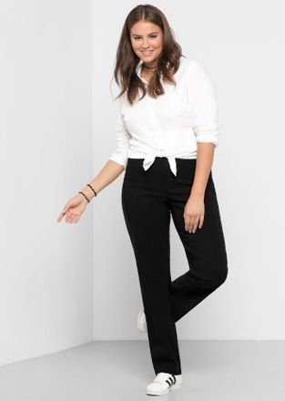 Sheego Webhose SHEEGO, Damen, Gr. 40, Normalgr&ouml;ssen, schwarz, 70% Viskose, 25% Polyamid, 5% Elasthan, unifarben, Hosen Webhose