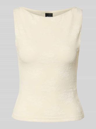 Gina Tricot Slim Fit Top mit floralem Allover-Stitching Modell Jacquard in Offwhite, Gr&ouml;&szlig;e XS