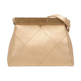 Chanel Pre-owned Quilted Leather Top Handle Bag - Dames - Pre-owned - Geel - Maat: ONE Size Leer