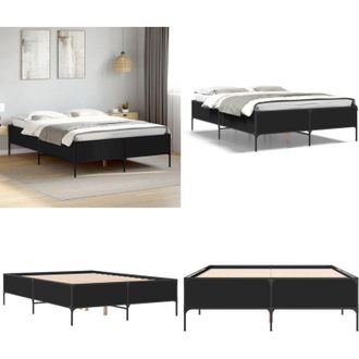vidaXL Giroletto Nero 120x190 cm in Legno Multistrato e Metallo - Letto in metallo - Materasso per letto