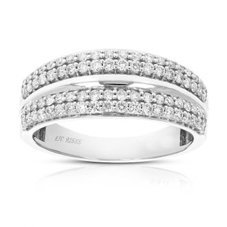 Vir Jewels 1/2 cttw Lab Grown Diamond Wedding Band in Sterling Silver For Women